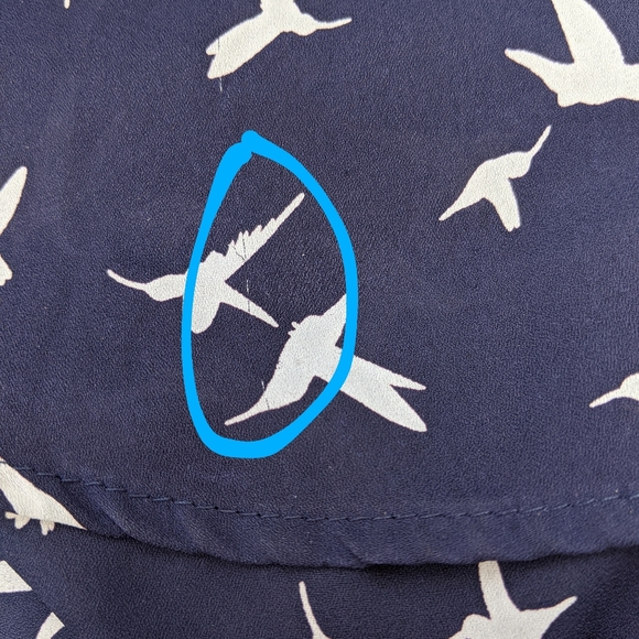 Womens S Blue White Hummingbird Top 3/4 Sleeves - Picture 9 of 13